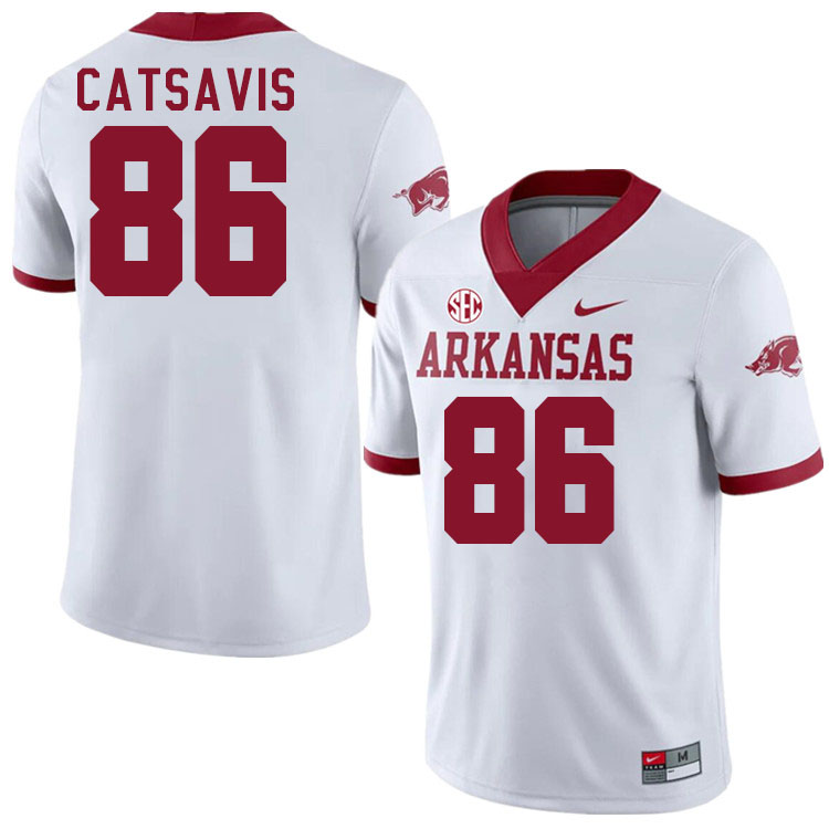 Men #86 Walker Catsavis Arkansas Razorbacks College Football Jerseys Stitched-Alternate White